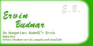 ervin budnar business card